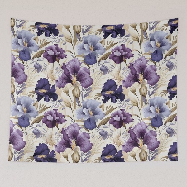 Item preview, Purple and white iris flower seamless pattern designed and sold by Leylita Design.