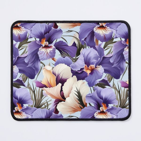 Item preview, Blue and white Iris flower seamless pattern designed and sold by Leylita Design.
