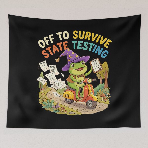 Item preview, Off To Survive State Testing Funny Frog Wizard Student Teacher Test Day designed and sold by graphixpolash.