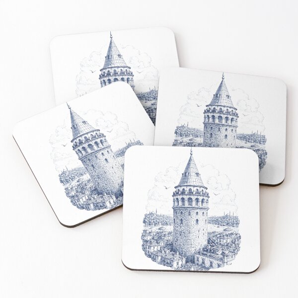 Item preview, Galata Tower Istanbul Blue Cityscape designed and sold by AmJoJoe.