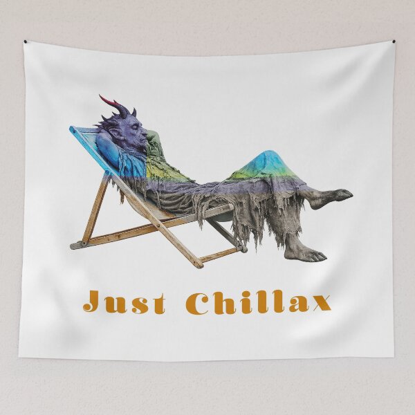 Item preview, Just Chillax Demon Beach - retro horror relax designed and sold by Glitch Ink.