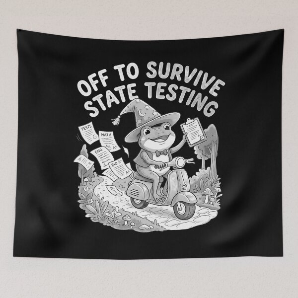 Item preview, Off To Survive State Testing Funny Frog Wizard Student Teacher Test Day designed and sold by graphixpolash.
