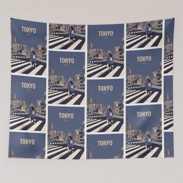 Item preview, Retro Tokyo Japan Cityscape Illustration Night View designed and sold by NeuralVibe.
