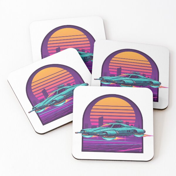 Item preview, Retro Futuristic Hover Car Neon Sunset Synthwave Style. designed and sold by The-T-In-Retro.