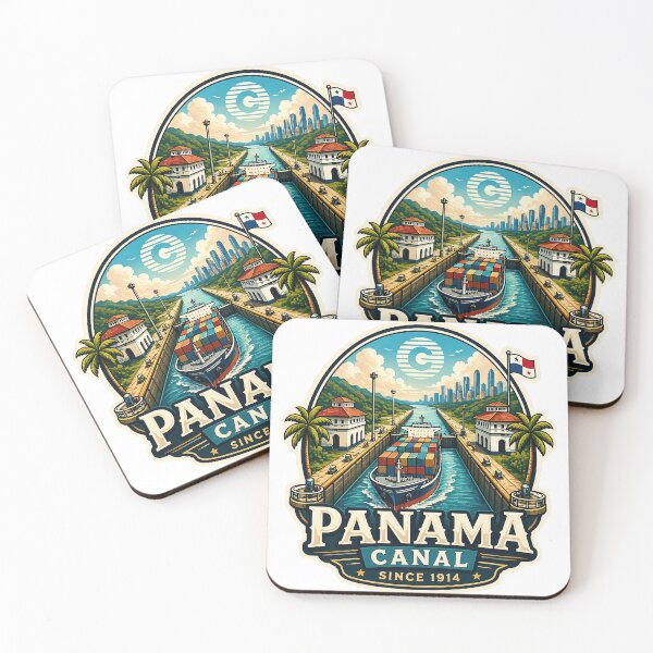 Item preview, Panama Canal Retro Travel Design – Vintage Container Ship Illustration designed and sold by pod24.