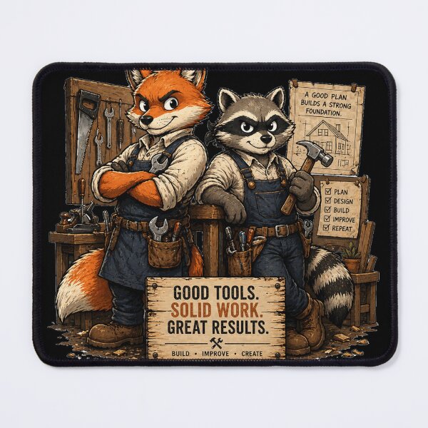Item preview, BUILD LIKE A BEAST – Fox & Raccoon Workshop Hustle designed and sold by the-dovlat.