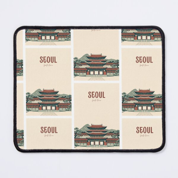 Item preview, Minimalist Seoul Cityscape with Gyeongbok Palace and Mountains designed and sold by NeuralVibe.