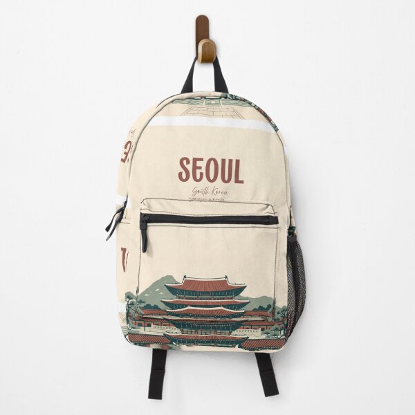 Item preview, Minimalist Seoul Cityscape with Gyeongbok Palace and Mountains designed and sold by NeuralVibe.