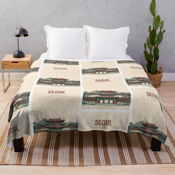 Item preview, Minimalist Seoul Cityscape with Gyeongbok Palace and Mountains designed and sold by NeuralVibe.