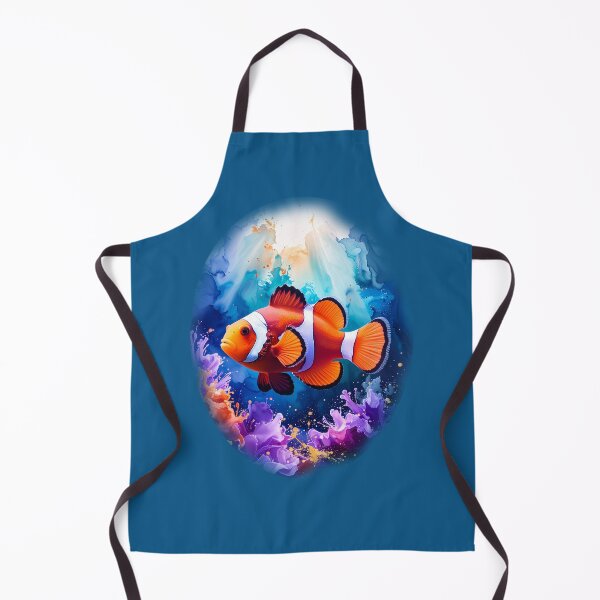 Item preview, Vibrant watercolor clownfish blue ocean coral art underwater painting print designed and sold by icemanphotos.