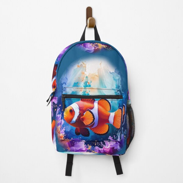 Item preview, Vibrant watercolor clownfish blue ocean coral art underwater painting print designed and sold by icemanphotos.