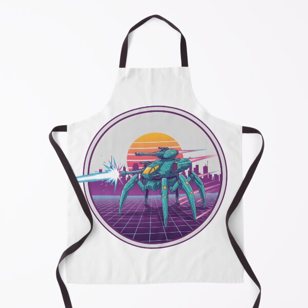 Item preview, Retro Futuristic Mech Walker Neon Sunset Cyberpunk Battle. designed and sold by The-T-In-Retro.