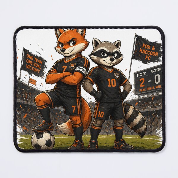 Item preview, ONE TEAM ONE GOAL – Fox & Raccoon Soccer Legends designed and sold by the-dovlat.