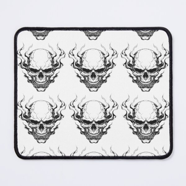 Item preview, Gothic Skull with Flames – Black and White Tattoo Art designed and sold by EchoWave11.