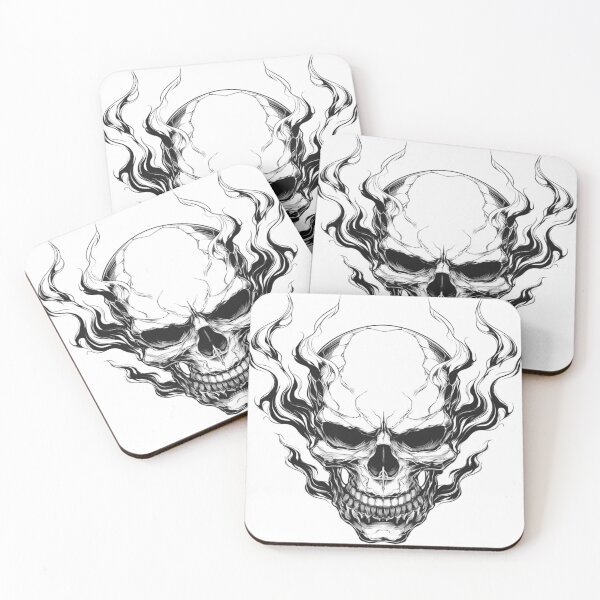 Item preview, Gothic Skull with Flames – Black and White Tattoo Art designed and sold by EchoWave11.
