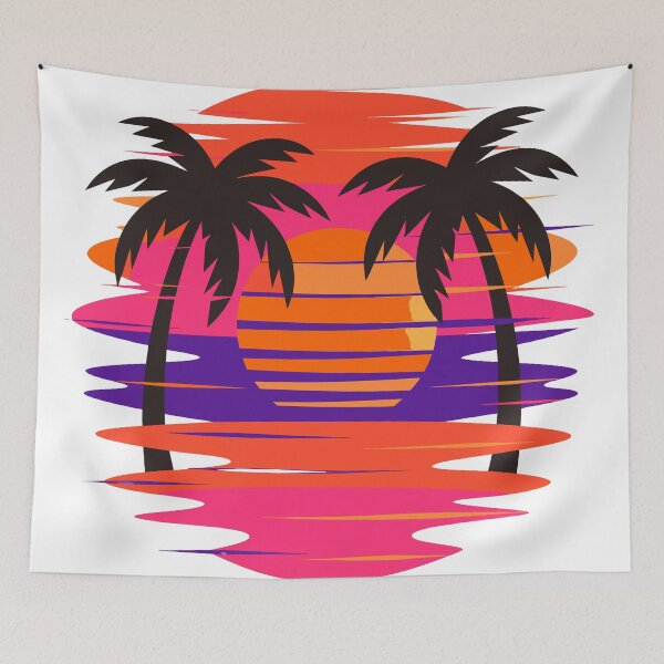 Item preview, Neon Tropical Sunset Palm Trees Retro designed and sold by Print culturee.