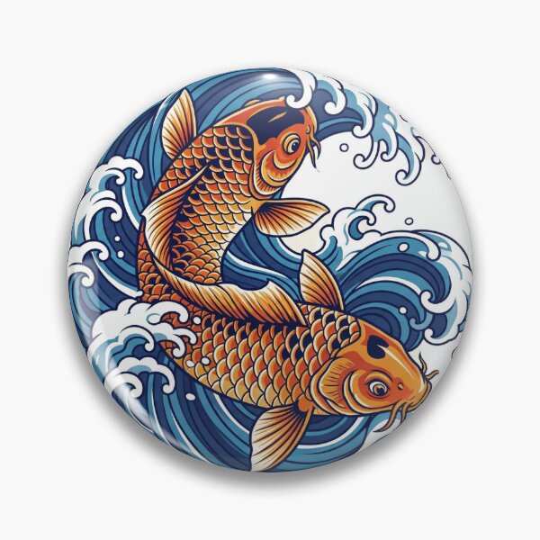 Item preview, Intertwined Koi Harmony Wave Art designed and sold by Prachodayat Artworks.