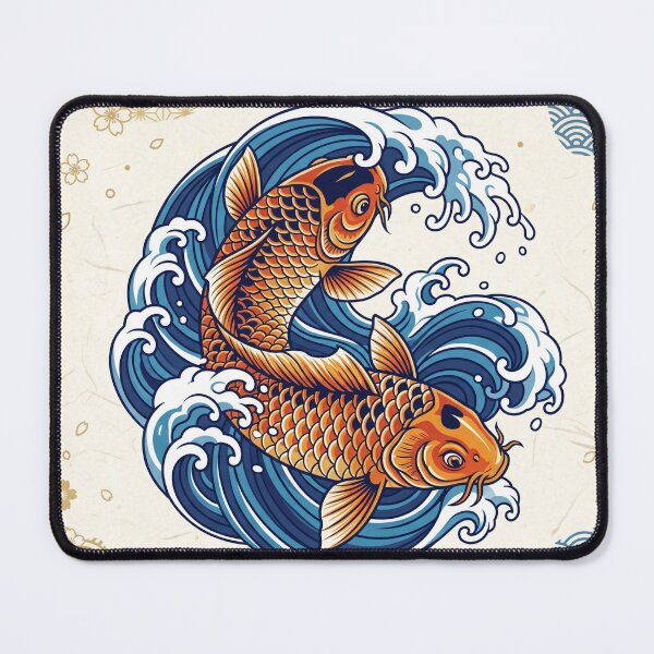 Item preview, Intertwined Koi Harmony Wave Art designed and sold by Prachodayat Artworks.