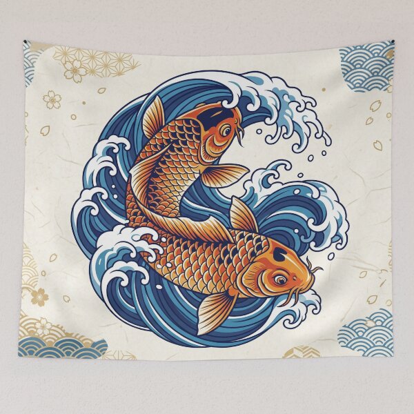 Item preview, Intertwined Koi Harmony Wave Art designed and sold by Prachodayat Artworks.