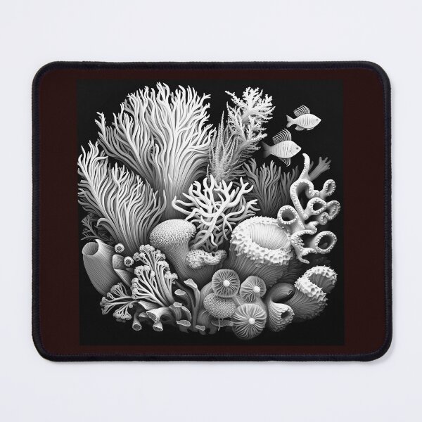 Item preview, Black and White Coral Reef Ocean Life Illustration designed and sold by inkoutninja.