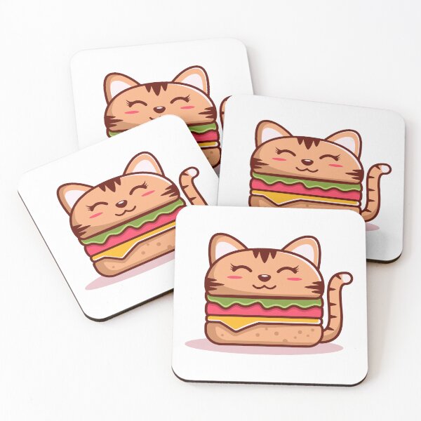 Item preview, Funny Kawaii Cat Burger Fast Food Art designed and sold by Bornkiu.
