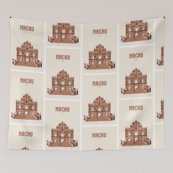 Item preview, Retro Macau Landmark Ruins of St Paul designed and sold by NeuralVibe.