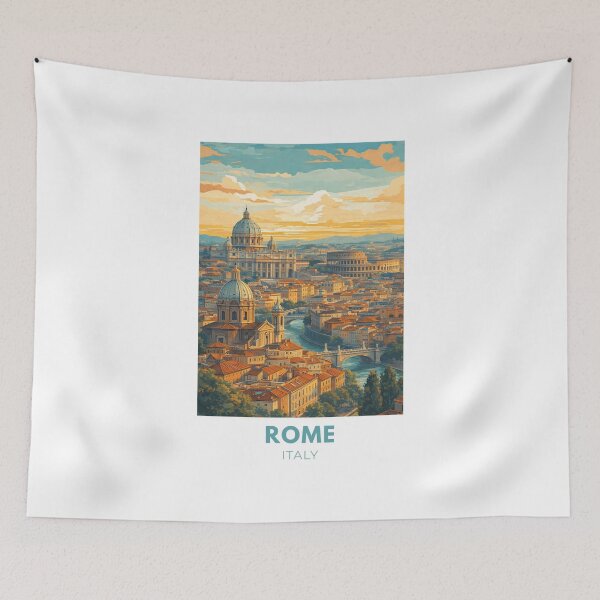 Item preview, Rome Italy Modern Vintage Travel Poster – Retro Cityscape Illustration designed and sold by MyTutina.