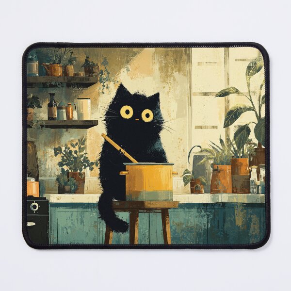 Item preview, Black Cat Cooking Soup by Window designed and sold by Erika Kaisersot.
