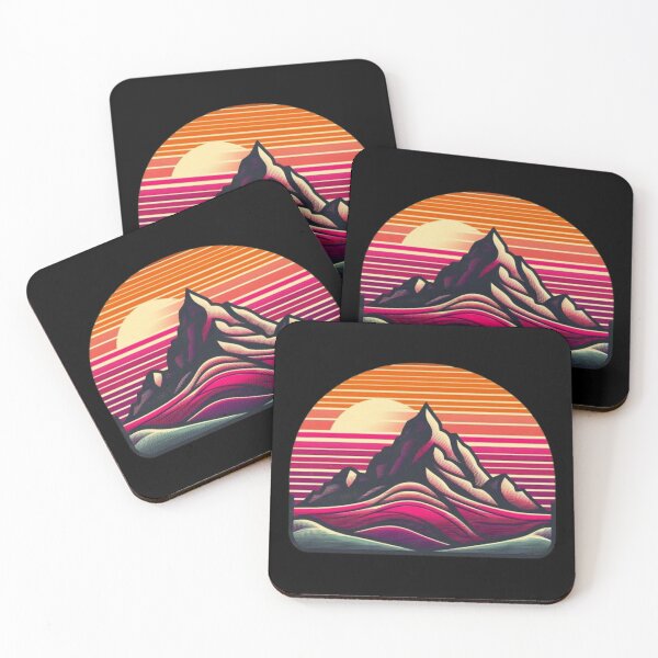 Item preview, "Retro Sunset Mountain – Vibrant Abstract Landscape Art" designed and sold by Dogandesighn.