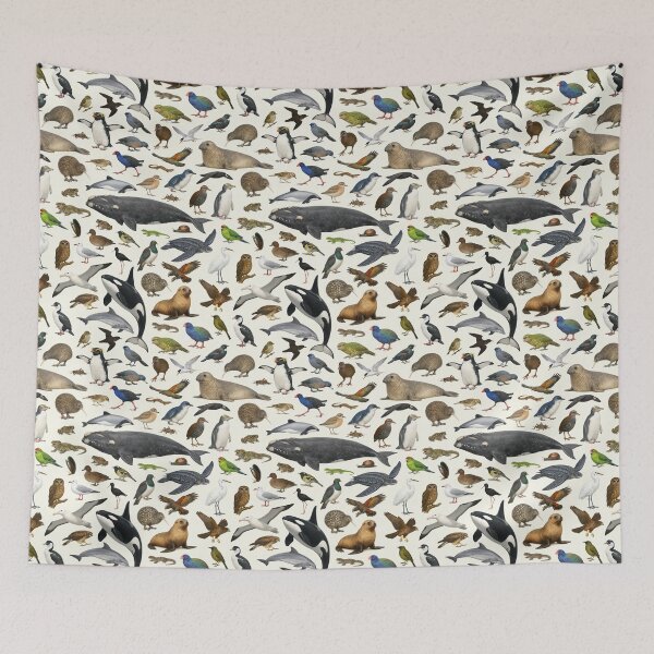 Item preview, Animals of New Zealand Retro Style Wildlife Chart designed and sold by kakarikihill.