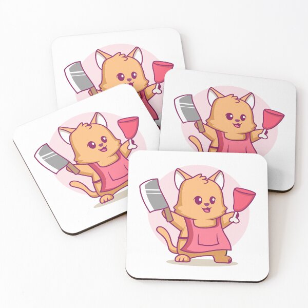 Item preview, Funny Cat Chef Butcher with Meat and Cleaver designed and sold by Bornkiu.