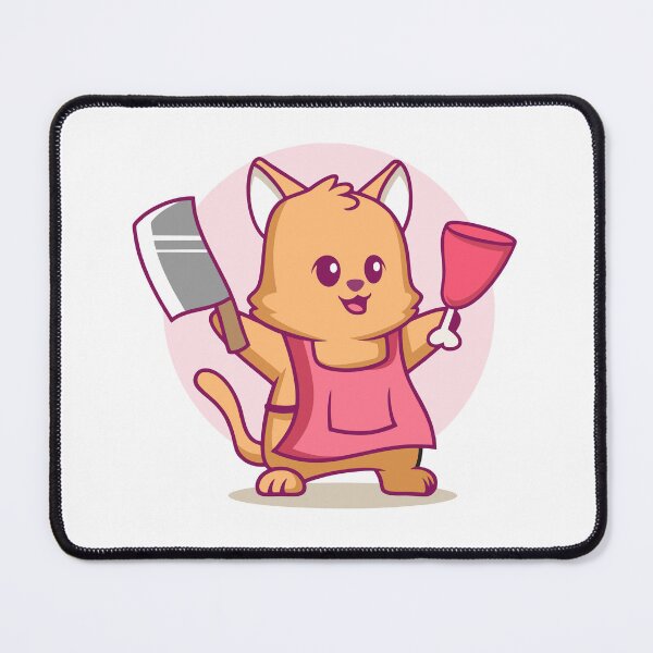 Item preview, Funny Cat Chef Butcher with Meat and Cleaver designed and sold by Bornkiu.