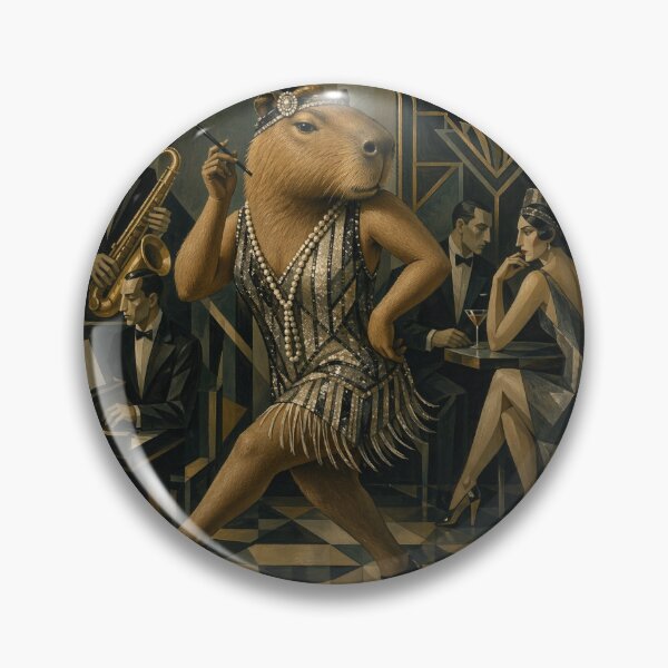 Item preview, The Glamorous Capybara Flapper – 1920s Art Deco Speakeasy designed and sold by FatalMiaoooo.