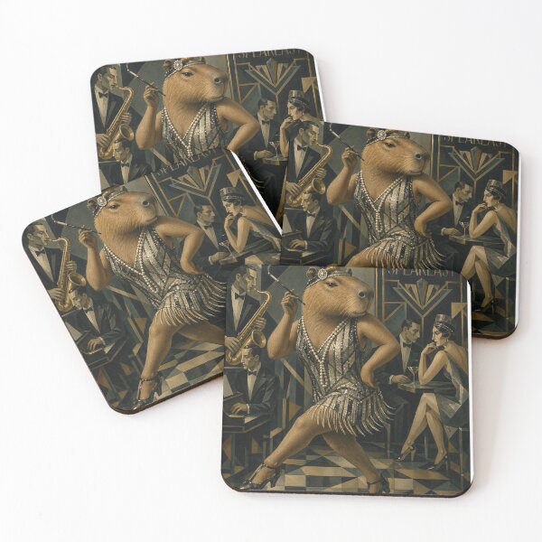 Item preview, The Glamorous Capybara Flapper – 1920s Art Deco Speakeasy designed and sold by FatalMiaoooo.