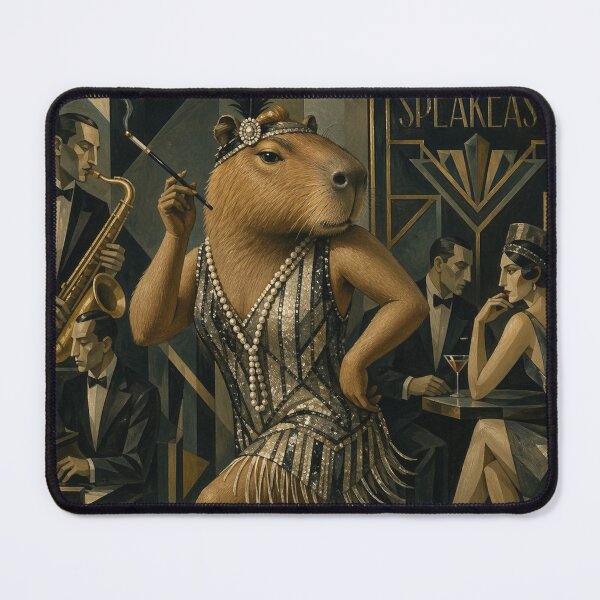 Item preview, The Glamorous Capybara Flapper – 1920s Art Deco Speakeasy designed and sold by FatalMiaoooo.