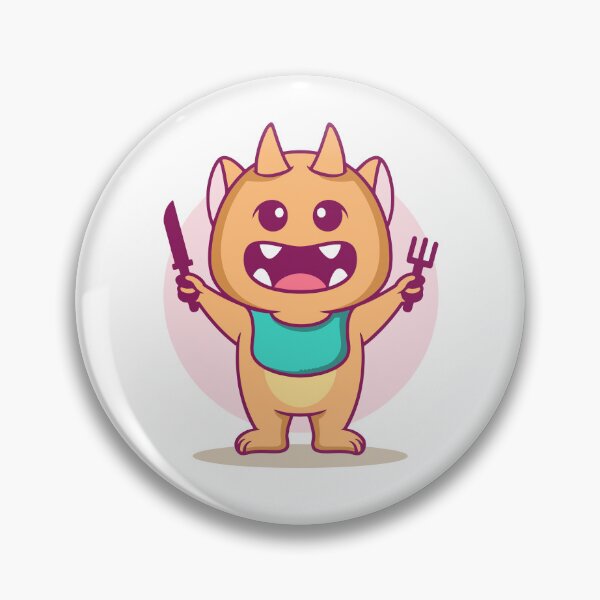 Item preview, Cute Little Monster Ready for Dinner with Fork and Knife designed and sold by Bornkiu.