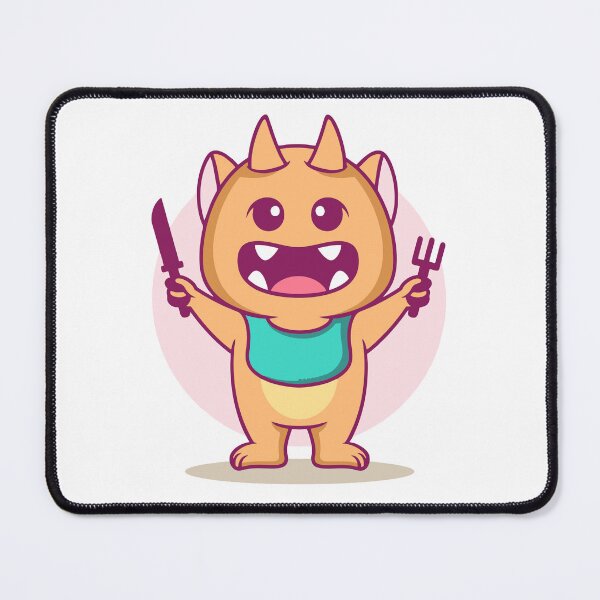 Item preview, Cute Little Monster Ready for Dinner with Fork and Knife designed and sold by Bornkiu.