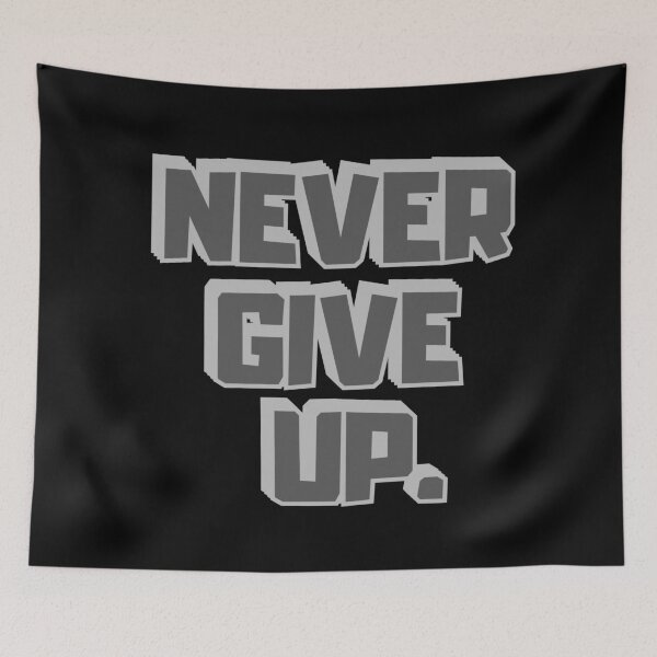 Item preview, Never Give Up Motivational Quote T-Shirt – Bold Typography Streetwear Graphic Tee designed and sold by NeO² Studio.