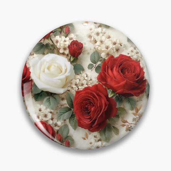 Item preview, Classic English Rose Crimson and Cream Botanical Pattern designed and sold by Nine Lives Studio.