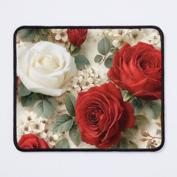 Item preview, Classic English Rose Crimson and Cream Botanical Pattern designed and sold by Nine Lives Studio.