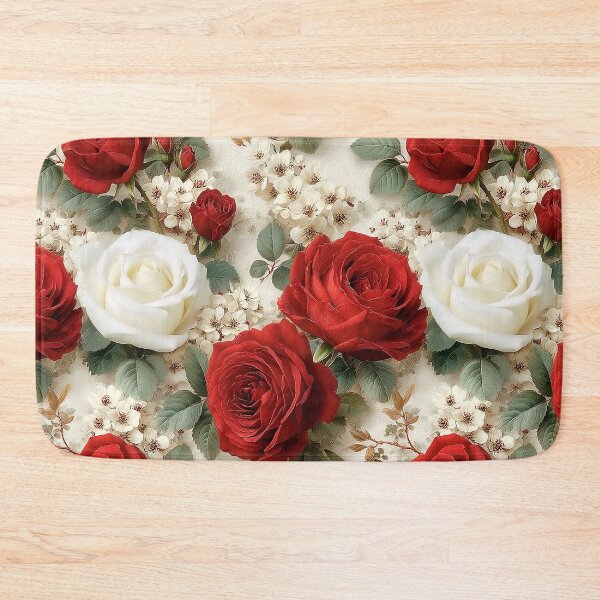 Item preview, Classic English Rose Crimson and Cream Botanical Pattern designed and sold by Nine Lives Studio.