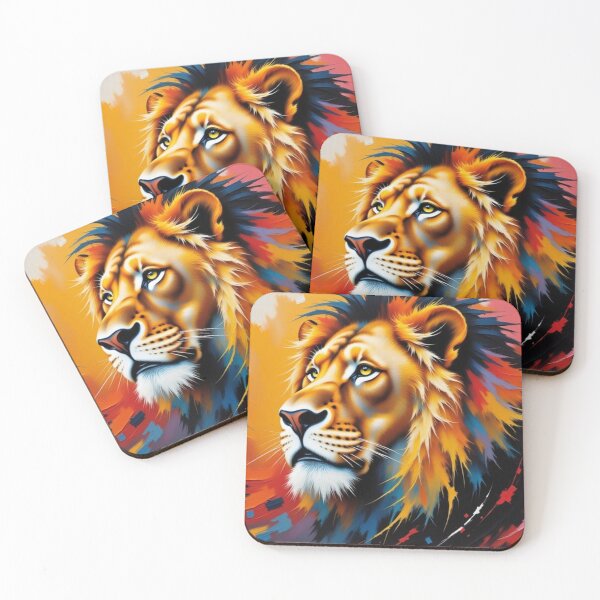 Item preview, Fiery Lion Art – Abstract Wildlife Painting designed and sold by The Digital Compass.