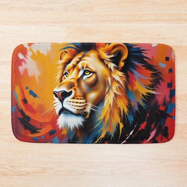 Item preview, Fiery Lion Art – Abstract Wildlife Painting designed and sold by The Digital Compass.