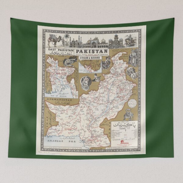 Item preview, Vintage Pakistan Map - 1960 Pakistan & East Pakistan, Bangladesh  designed and sold by LordRivers.