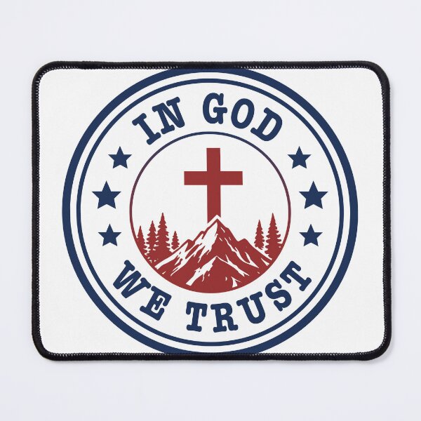 Item preview, In God We Trust Christian Emblem: Vintage Mountain & Cross Graphic, Patriotic Faith T-Shirt and sticker, Religious Outdoors Aesthetic, Inspirational Circular Badge Design designed and sold by Billium Halder.
