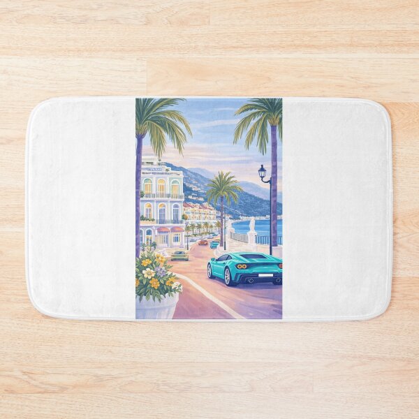 Item preview, Monaco Monte Carlo Riviera Drive – Luxury Supercar Coastal Sunset Art Print designed and sold by ArtQueen777.