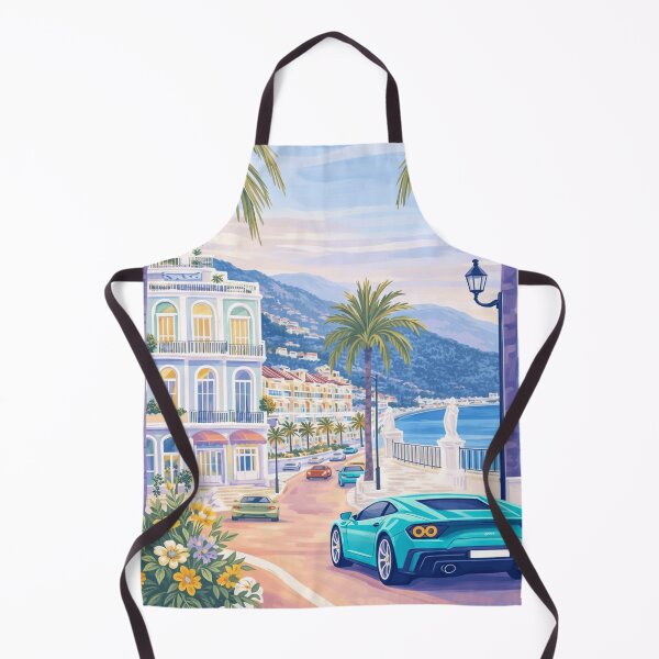 Item preview, Monaco Monte Carlo Riviera Drive – Luxury Supercar Coastal Sunset Art Print designed and sold by ArtQueen777.