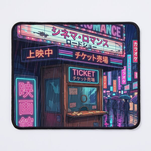 Item preview, 80s Retro Cyberpunk Japanese Neon Cinema Rainy Street Art Aesthetic designed and sold by UltimateJapan.
