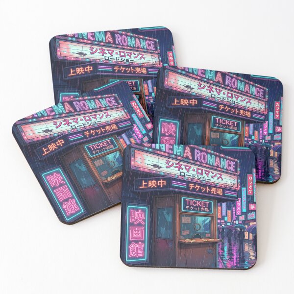 Item preview, 80s Retro Cyberpunk Japanese Neon Cinema Rainy Street Art Aesthetic designed and sold by UltimateJapan.
