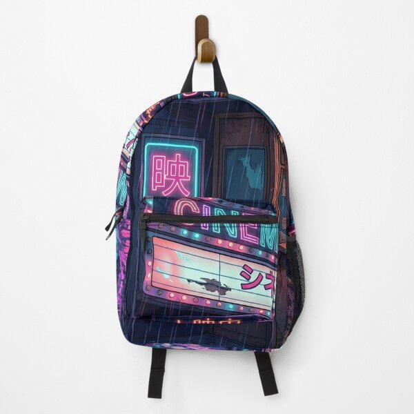 Item preview, 80s Retro Cyberpunk Japanese Neon Cinema Rainy Street Art Aesthetic designed and sold by UltimateJapan.